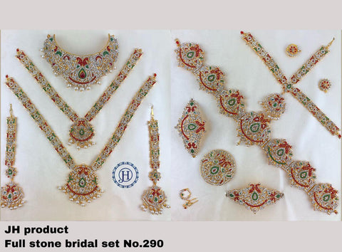 Full Bridal Wedding Jewelry Set For Indian Bride, Wedding Jewelry Set Of 14 Items - www.jewelpalace.in
