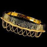 Gold Plating Goddess Gajalakshmi Carved Waist Belt (Kamarband) in Metal, Hip Chain Belt For Special Occasions