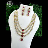 Attractive Gold Plated Kundan Necklace Set With Studded Stones JH1021