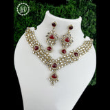 Attractive Gold Plated Kundan Necklace Set With Studded Stones JH1025