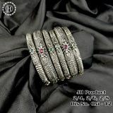 Silver Plated With Kemp Stone Combination Oxidised Bangle Set JH1153