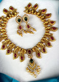 Traditional Matte Gold Plated Designer Necklace Set JH1336