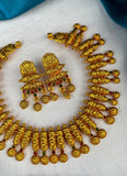 Traditional Matte Gold Plated Designer Necklace Set JH1345