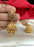 Latest Beautiful Gold Plated Kemp Stone Antique Earrings Jhumka JH1380