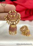 Latest Beautiful Gold Plated Kemp Stone Antique Earrings Jhumka JH1385