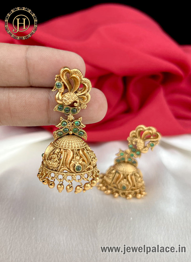 Auspicious Antique Gold Jhumka Earrings