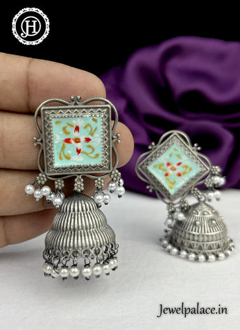 German Silver Oxidised Stylish Earrings  JH1523