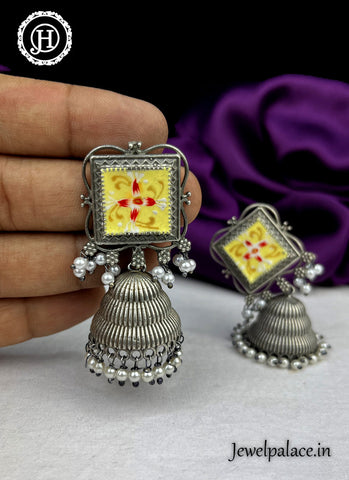 German Silver Oxidised Stylish Earrings  JH1525