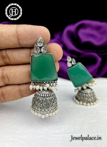 German Silver Oxidised Stylish Earrings  JH1535