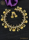 Rhodium Plated Gold Toned American Diamond Stone Studded Necklace JH1562