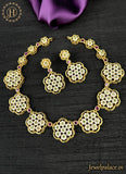 Rhodium Plated Gold Toned American Diamond Stone Studded Necklace JH1565