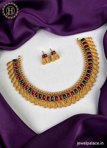 Elegant Gold Plated Designer Necklace With Earrings JH1701