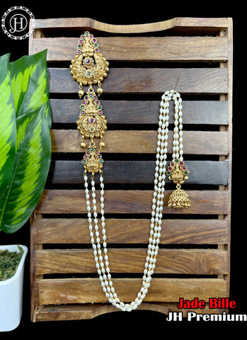 Matt Finish Gold Plated South Indian Temple Hair Jadai Billai JH1716