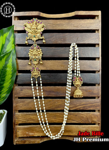 Matt Finish Gold Plated South Indian Temple Hair Jadai Billai JH1718