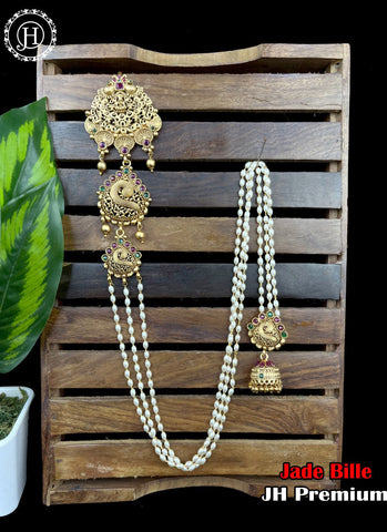 Matt Finish Gold Plated South Indian Temple Hair Jadai Billai JH1719