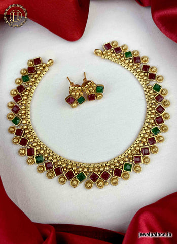 Beautiful Latest Gold Plated Necklace Set JH1844