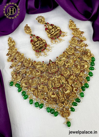 Traditional Matte Gold Plated Temple Choker Necklace JH1893