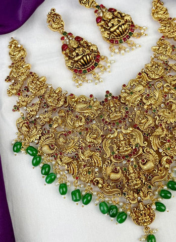 Traditional Matte Gold Plated Temple Choker Necklace JH1893