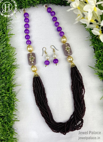 Traditional Pearl Kundan Long Multi Layer Necklace Set for Women JH1974