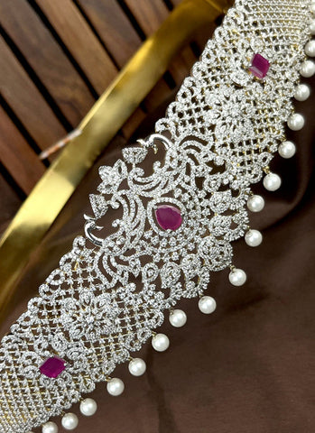 Beautiful Silver Plated With AD Stone Waist Hip Belt Kamarband For Wedding and Party Wear JH2008