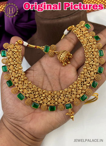 Gold Plated Beautiful Necklace Set With Earrings JH2062