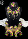 Jewel Palace Flowers Jewellery Set For Haldi Gota Patti Necklace, Earrings, Bracelet & Maang Tika for Women & Girls ( Mehandi/Haldi/Wedding/Bridal/Baby Shower ) JH2132