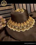 Beautiful Gold Plated Antique Laxmi Design Necklace With Earrings