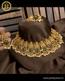 Beautiful Gold Plated Antique Laxmi Design Necklace With Earrings