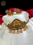 Beautiful Gold Plated Kemp Stone Short Necklace Set JH2239