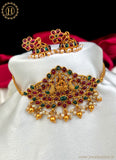 Beautiful Gold Plated Kemp Stone Short Necklace Set JH2239