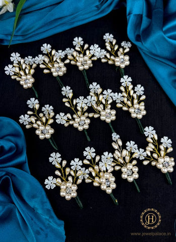 Artificial Leaf and Floral Design with Pearl And  Stone Hairpin Bride Accessories JH2261