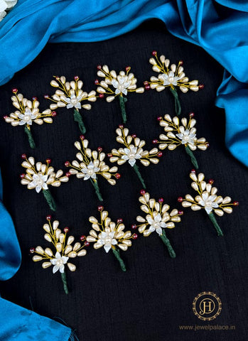 Artificial Leaf and Floral Design with Pearl And  Stone Hairpin Bride Accessories JH2265