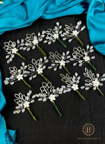 Artificial Leaf and Floral Design with Pearl And  Stone Hairpin Bride Accessories JH2268