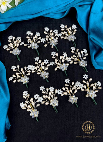 Artificial Leaf and Floral Design with Pearl And  Stone Hairpin Bride Accessories JH2269