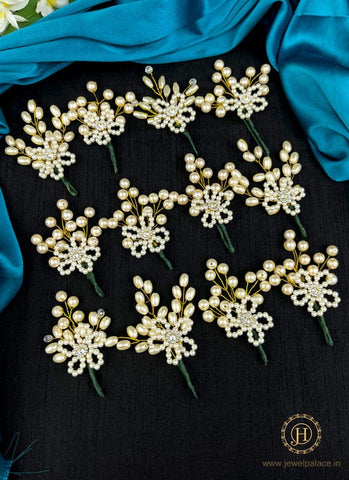 Artificial Leaf and Floral Design with Pearl And  Stone Hairpin Bride Accessories JH2270