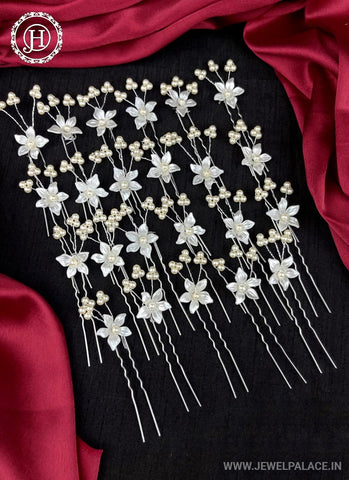 Artificial Leaf and Floral Design with Pearl And  Stone Hairpin Bride Accessories JH2278