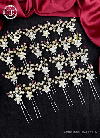 Artificial Leaf and Floral Design with Pearl And  Stone Hairpin Bride Accessories JH2283