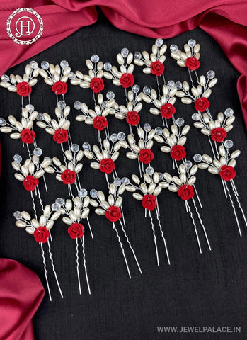 Artificial Leaf and Floral Design with Pearl And  Stone Hairpin Bride Accessories JH2289