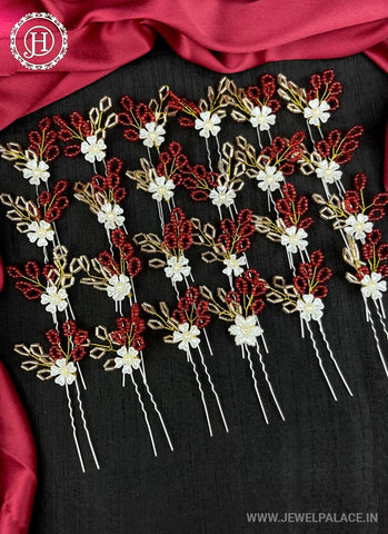 Artificial Leaf and Floral Design with Pearl And  Stone Hairpin Bride Accessories JH2290