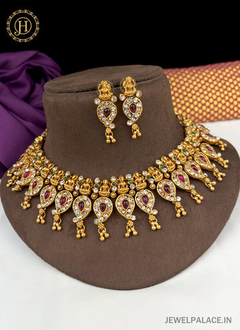 Elegant Gold Plated Designer Necklace With Earrings JH2367