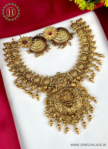 Elegant Gold Plated Designer Necklace With Earrings JH2371
