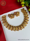 Latest Gold Plated Antique Necklace With Earrings JH2378