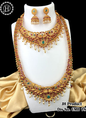 Gold Plated Artificial Combo Necklace Set With Earrings JH2394