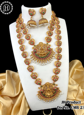 Gold Plated Artificial Combo Necklace Set With Earrings JH2403