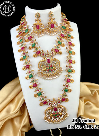 Gold Plated Artificial Combo Necklace Set With Earrings JH2410