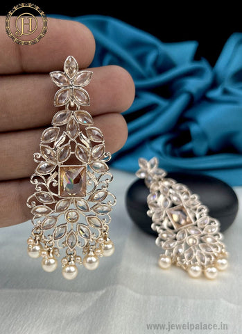 Elegant Gold Plated Kundan With Pearl Studded Earrings JH2423