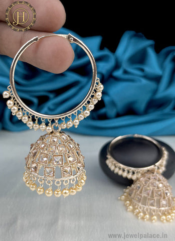 Elegant Gold Plated Kundan With Pearl Studded Earrings JH2437