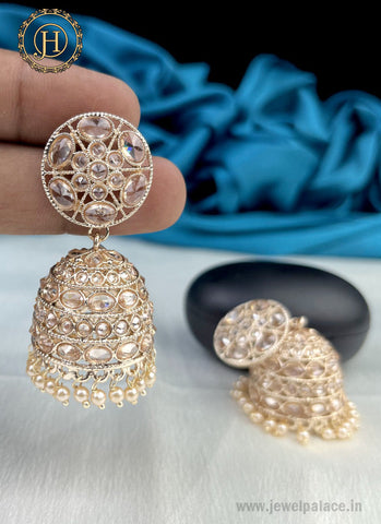 Elegant Gold Plated Kundan With Pearl Studded Earrings JH2443