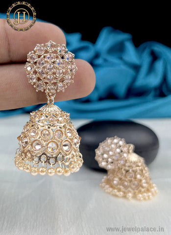 Elegant Gold Plated Kundan With Pearl Studded Earrings JH2446
