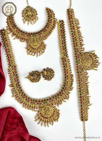 Latest Gold Plated Grand Semi Bridal Jewellery Set JH2449
